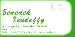 benedek kendeffy business card